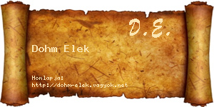 Dohm Elek névjegykártya